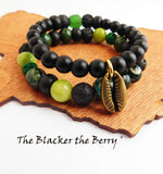 Cowrie Bracelet Jewelry Beaded Green Black Handmade Ethnic Black Owned