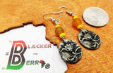 Yellow Flower Earrings Pewter Jewelry Dangle Women Gift Ideas Christmas