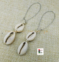 Cowrie Earrings Long African Jewelry Women Dangle Black Owned