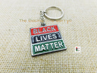 Black Lives Matter Keychains Antique Silver RBG Pan African