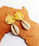 Ethnic Earrings Gold Tone Cowrie Shell Jewelry