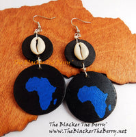 Africa Earrings Wooden Afrocentric Jewelry Blue Black The Blacker The Berry®