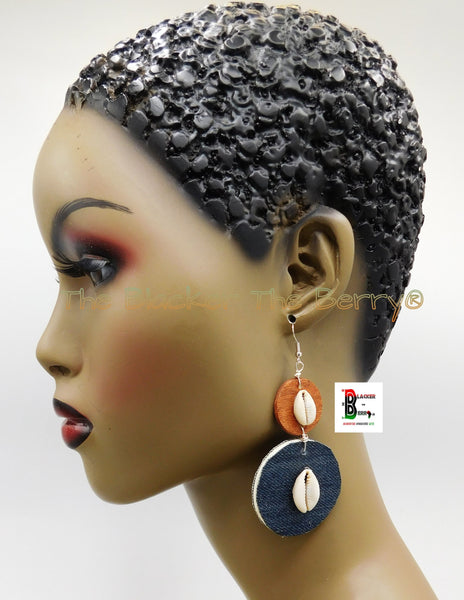 Wooden Earrings Jean Handmade Cowrie Shell  Jewelry African