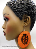 African Earrings Large Gye Nyame Wooden Ethnic Afrocentric Handmade
