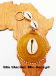African Leather Handmade Cowrie Shell Keychain