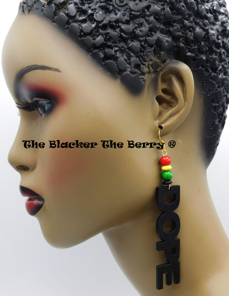 Dope Earrings Black Wooden Hand Painted Jewelry Women