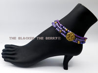 Anklet African Adinkra Ethnic Jewelry Purple Women