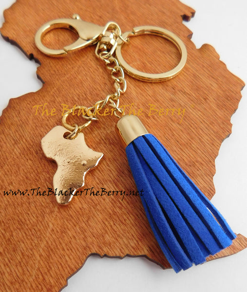 Africa Key Chain Purse Charm Gold Ethnic Car Accessories