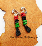 Black Power Fist Non Pierced RBG Earrings Pan African Beaded Jewelry Clip On