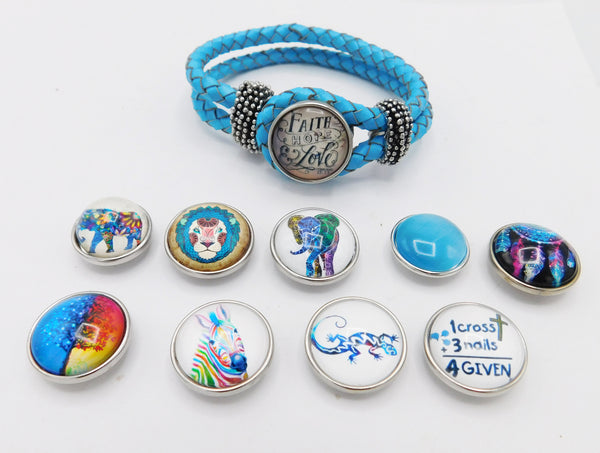 Teen Girl Bracelet Gift Ideas Snap Interchangeable Jewelry Blue