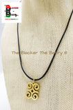 Dwennimmen Charm African Adinkra Gold Jewelry Black Necklace Adjustable