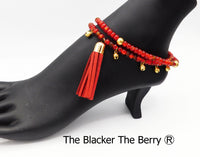 Anklets Red Beaded Women Jewelry Dancing Handmade