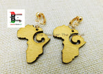 Gold Africa Clip On Earrings Non Pierced Wooden Jewelry