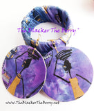 African Jewelry Purple Ankara Jewelry Set Bracelet Earrings Handmade