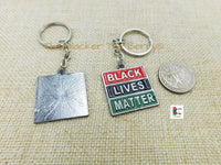 Black Lives Matter Keychains Antique Silver RBG Pan African