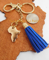 Africa Key Chain Purse Charm Gold Ethnic Car Accessories