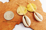 Ethnic Earrings Gold Tone Cowrie Shell Jewelry