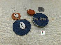 Wooden Earrings Jean Handmade Cowrie Shell  Jewelry African