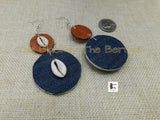 Wooden Earrings Jean Handmade Cowrie Shell  Jewelry African