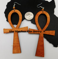 Ankh Earrings Wooden Jewelry Handmade Large