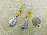 Women Silver Spear Earrings Yellow Ethnic Handmade Jewelry Black Owned