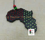African Wooden Car Charm Handmade Accessories Black RBG  Bling Gift Ideas Black Owned