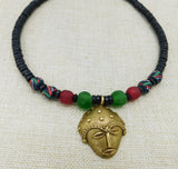African Mask Necklace Face RBG Pan African Beaded Jewelry Black Owned