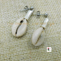 Cowrie Earrings Silver Post Dangle Jewelry Women Ethnic Handmade