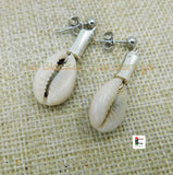 Cowrie Earrings Silver Post Dangle Jewelry Women Ethnic Handmade