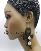 Ankh Earrings Large Black Cowrie Shell Handmade The Blacker The Berry ®