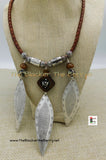 Women Tribal Necklace Antique Silver Spear Beaded Ethnic Jewelry Black Owned
