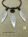 Women Tribal Necklace Antique Silver Spear Beaded Ethnic Jewelry Black Owned