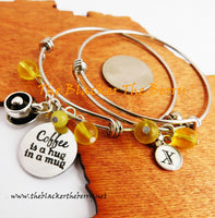 Personalized Bracelets Silver Coffee Lover Jewelry Women Yellow