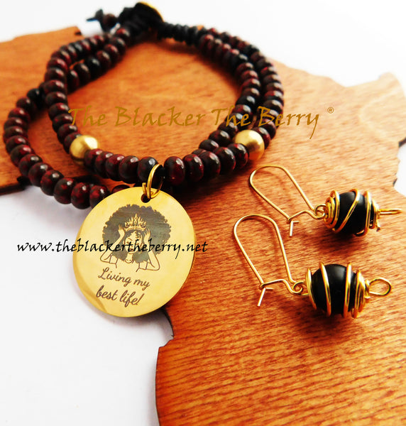My Best Life Gold Bracelet Earrings Jewelry Set Women