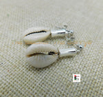 Cowrie Earrings Silver Post Dangle Jewelry Women Ethnic Handmade