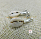 Cowrie Earrings Silver Post Dangle Jewelry Women Ethnic Handmade