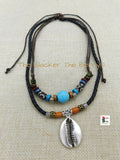 Silver Cowrie Boho Jewelry Leather Adjustable Necklace Jewelry
