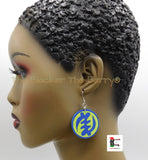 African Gye Nyame Earrings Blue Green Handmade Jewelry The Blacker The Berry