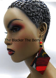 Large Ankara Earrings Handmade Women Jewelry Gift Ideas African Red Yellow Black