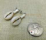 Cowrie Earrings Silver Post Dangle Jewelry Women Ethnic Handmade