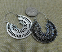 Antique Silver Hoop Earrings Women Jewelry Fashion