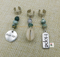 Hair Jewelry Silver Accessories Dread Locs Natural Stones Cowrie Hope