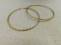 Gold Tone Hoop Earrings Stainless Steel Round Large 3.25 Women Fashion Jewelry