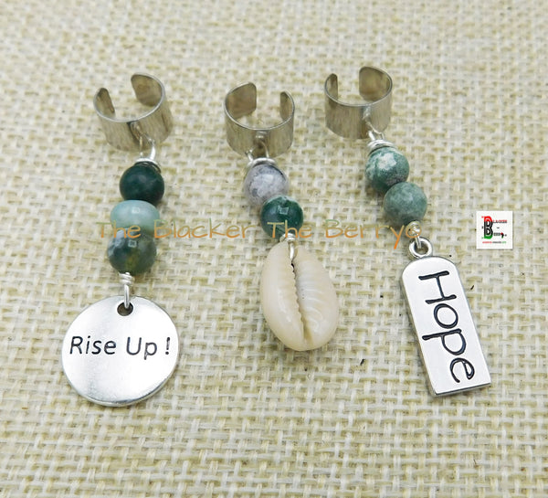 Hair Jewelry Silver Accessories Dread Locs Natural Stones Cowrie Hope