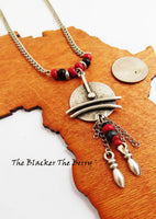 Women Ethnic Necklace Beaded Silver Red Jewelry
