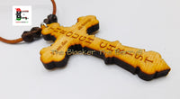 Christian Cross Necklace Philippians 4:13 Men Jewelry Wooden Large