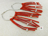 Red Earrings Fringe Jewelry Handmade Black Owned