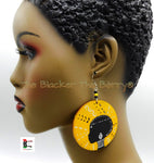 African Earrings Fashion Jewelry Silhouette Yellow Women Tribal Afrocentric Black Owned