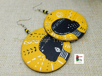 African Earrings Fashion Jewelry Silhouette Yellow Women Tribal Afrocentric Black Owned