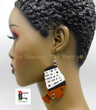 African Earring Women Silhouette White Black Wooden Jewelry Hand Painted